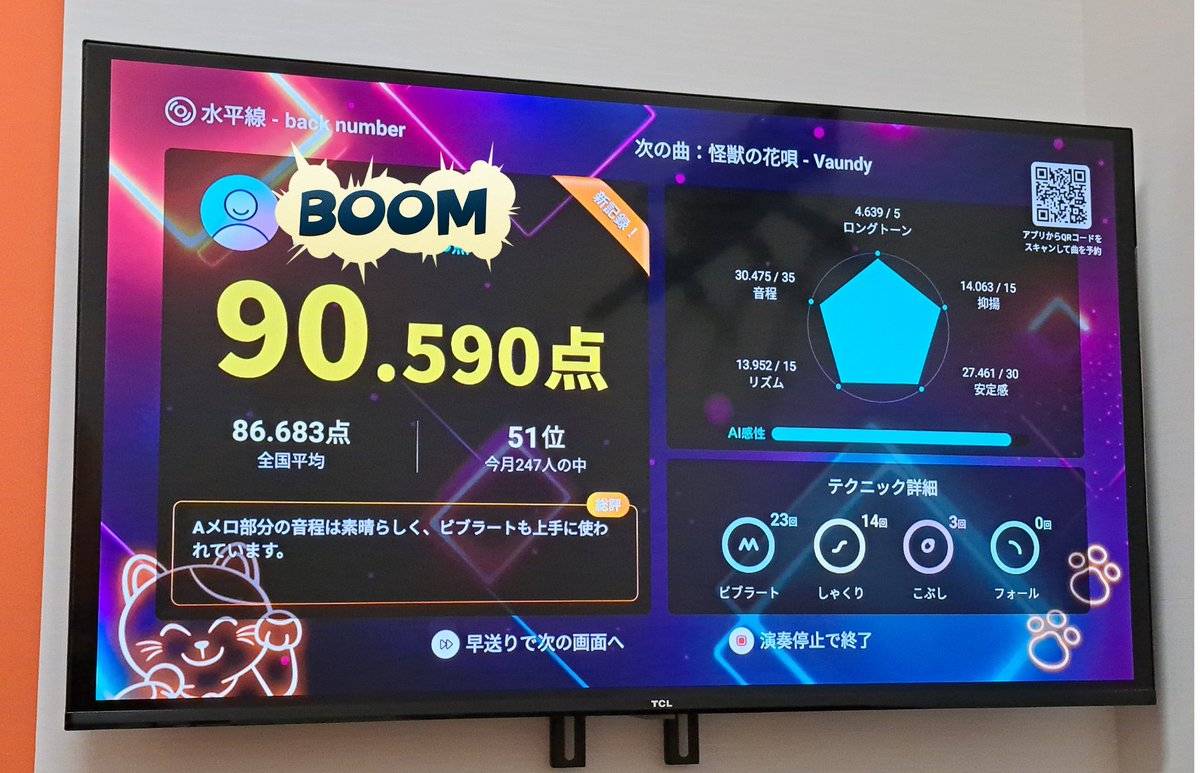 bellchii002's tweet photo. ヒトカラ、90点いけて嬉しい。
曇天が1番高いけど、
よくれこぐんのお歌で
聴いてたから覚えていたのかも。

あとれこぐんのハッタリだけで生きてる聴けたから聴いてきた！
写真NGだったから写真なしだ。 https://t.co/dSLtzD9n22