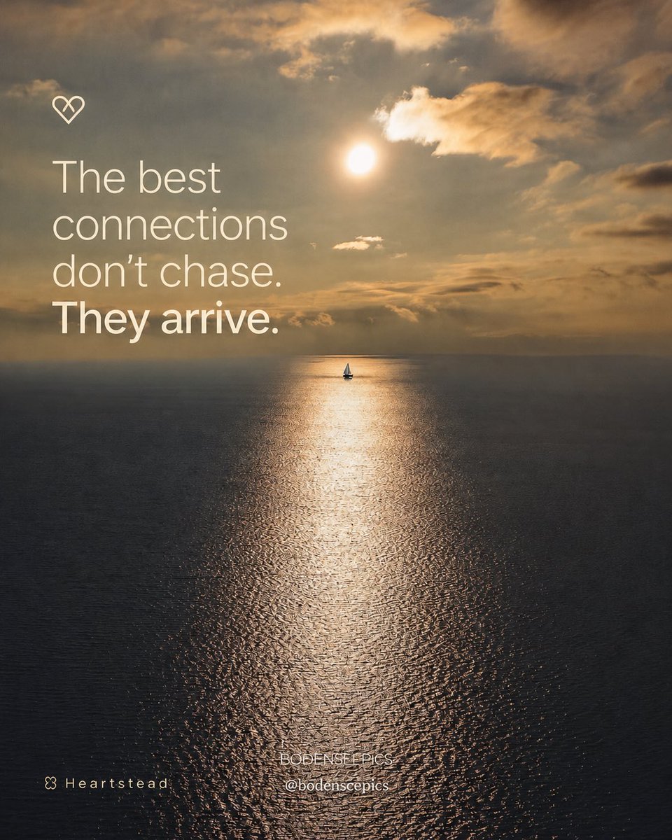 JoinHeartstead's tweet photo. The best connections don’t chase.  
They arrive.

A calmer way to meet someone real — built on privacy, consent, and meaningful intention. 🌅

#Heartstead #DatingApp #SeriousDating #ModernDating #FindLove #MeaningfulConnections https://t.co/SuOLhpLO6R