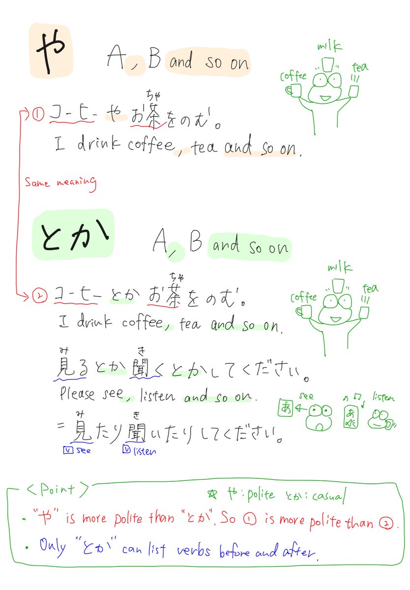 The difference between や and とか. 🇯🇵👩‍🏫