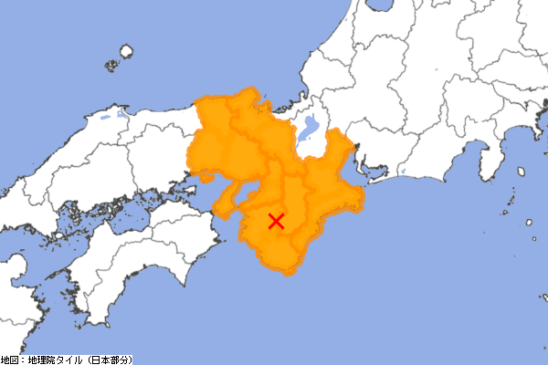 p2pquake's tweet photo. 【緊急地震速報（警報）】05/02 18:29:08 発表
震源: 奈良県
強い揺れに警戒: 奈良、和歌山、大阪、三重、兵庫、京都  https://t.co/qxeK9T5TyQ https://t.co/Uc9syrtH34