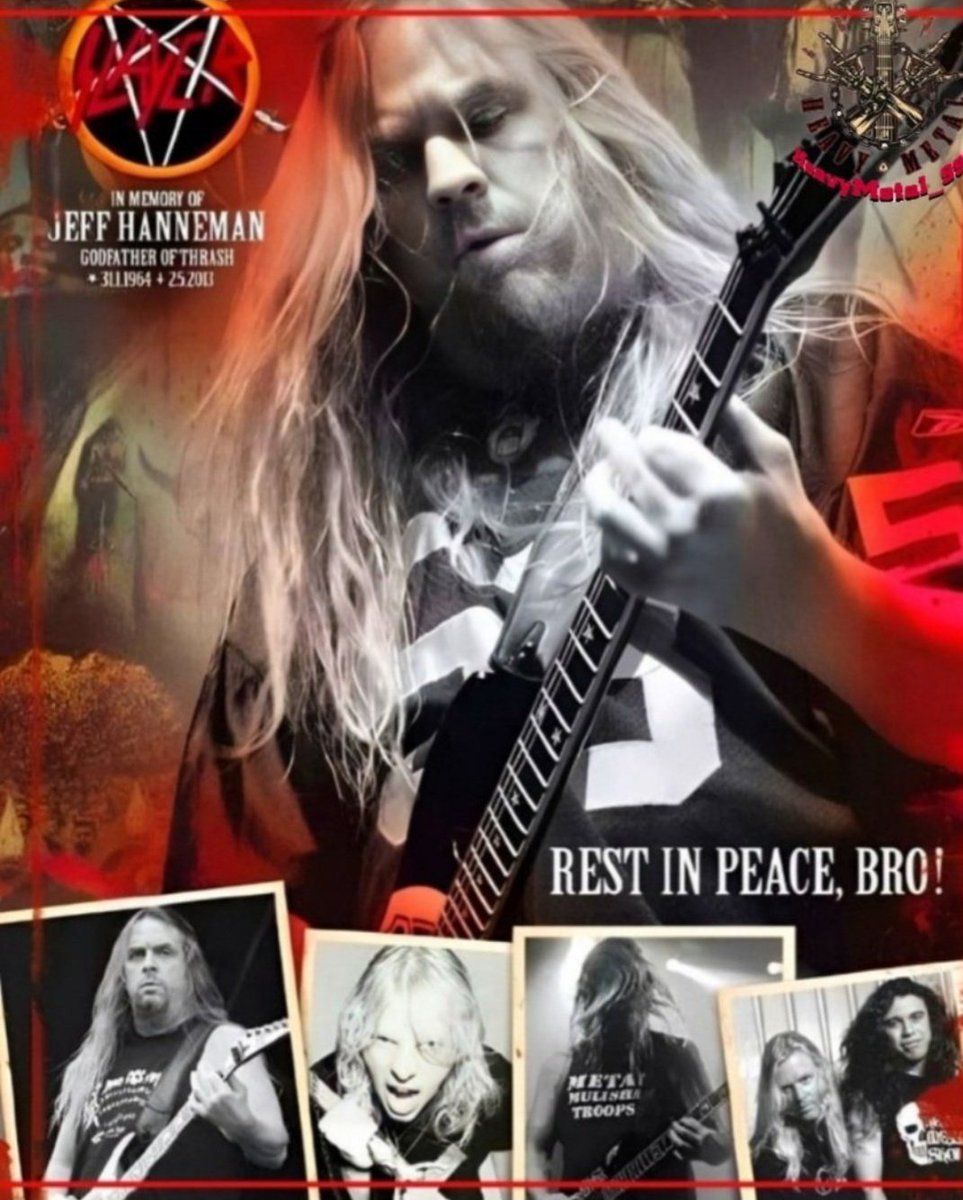 HeavyMetal_999's tweet photo. May 2, 2013. Jeff Hanneman dies at the age of 49 in Hemet, California, United States.  He was an American musician, best known as a founding member of the American thrash metal band SLAYER.
We have not forgotten you.🕯🤘 https://t.co/QKScOYUT6M