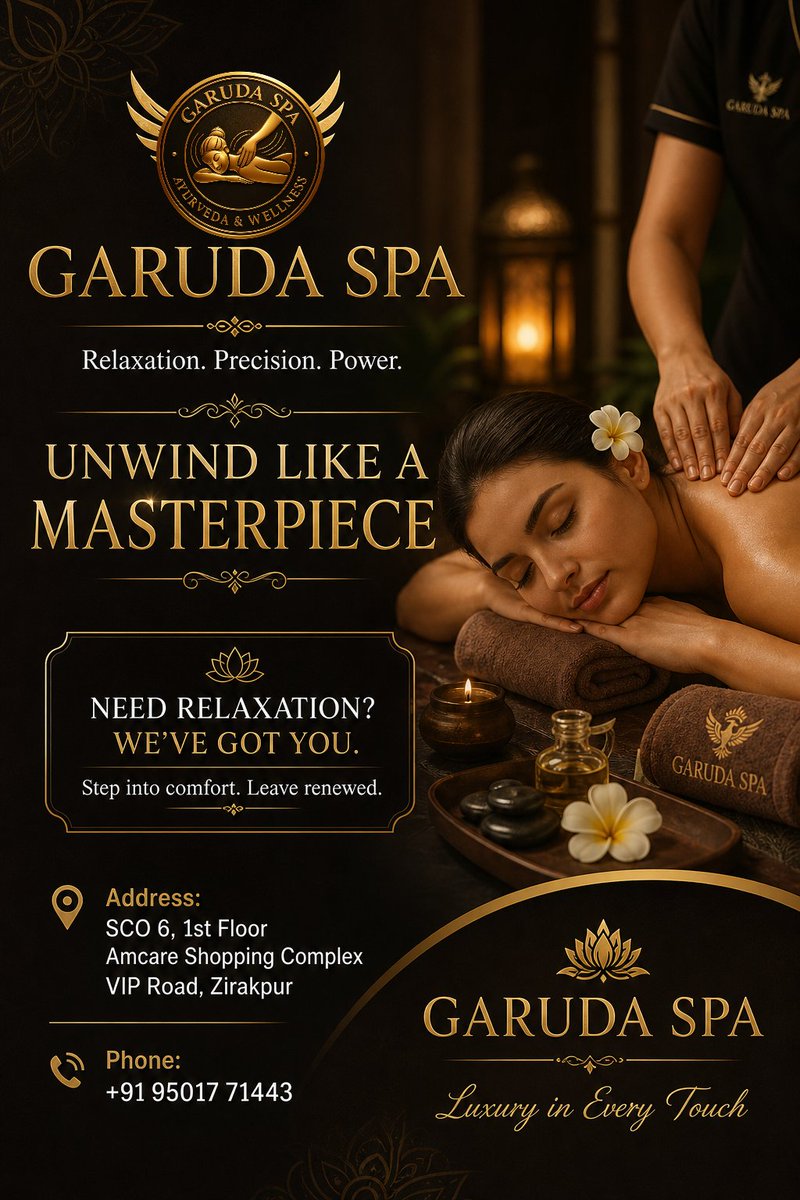 garudaayurveda's tweet image. Experience true relaxation at Garuda Spa — where luxury meets healing. ✨
Unwind, recharge, and let every touch restore your body, mind, and soul. Book your premium wellness experience today. 🌿💆‍♀️
no : 9501771443
#GarudaSpa #Ayurveda #LuxurySpa#SpaTherapy #MassageTherapy #Punjab