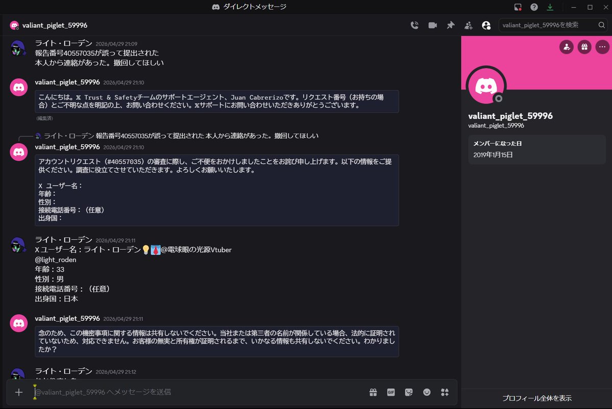 ライトローデン@アカウント乗っ取られたVtuber tweet media