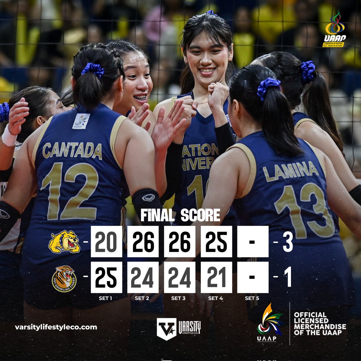 VLC_Official's tweet photo. Back on familiar ground, the reigning queens NU LADY BULLDOGS bark their way past the UST Golden Tigresses, sealing the final ticket to the UAAP Season 88 Finals! 🐶

📸 The UAAP Media Team

#TheUAAP #UAAPSeason88 #StrengthInMotionHopeInAction #VLC #TiebreakerTimes #HeyNULetsGo https://t.co/cJ47KoStmQ