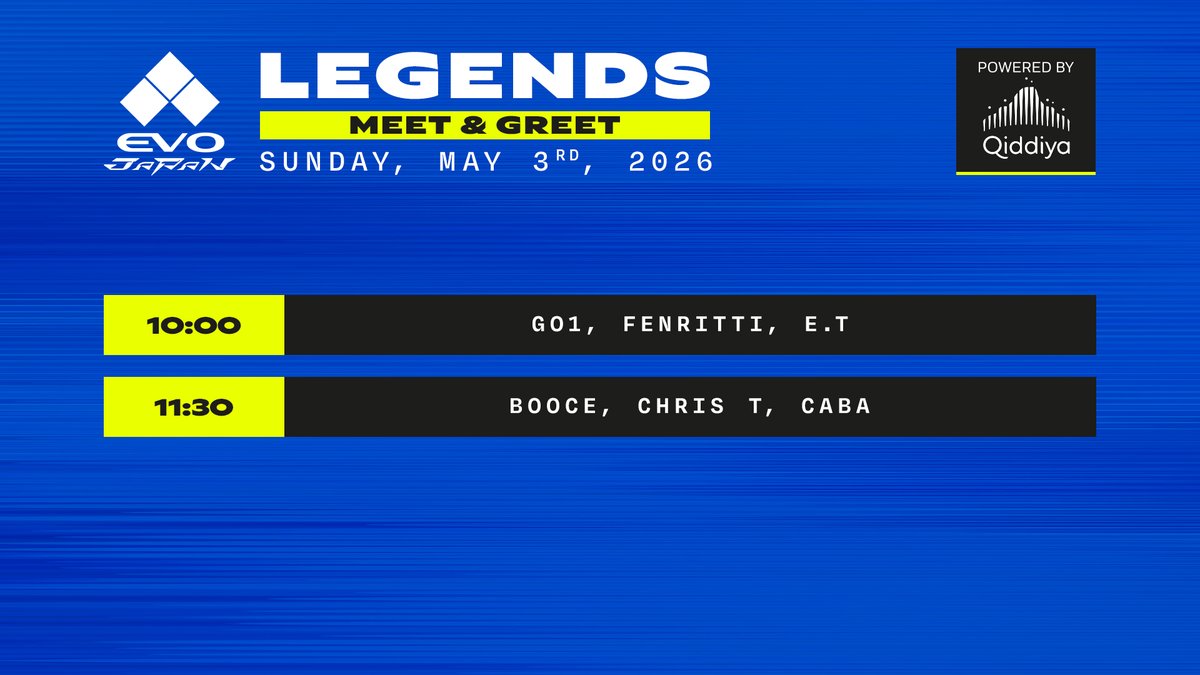 ◤#EvoJapan2026 Legends Meet & Greets Powered by Qiddiya◢ 残すは