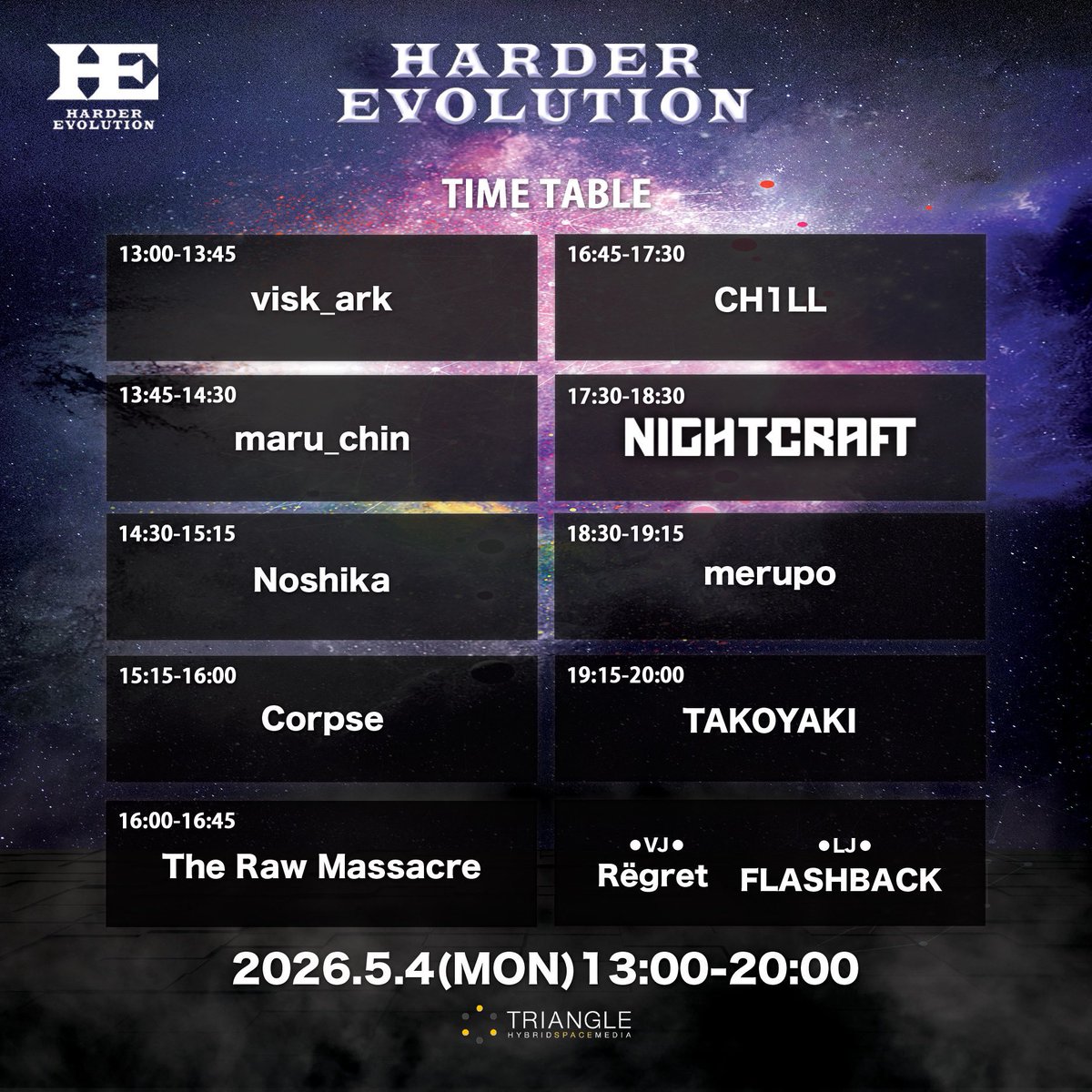 Taber_Hardstyle's tweet photo. 5/4　13時〜
大阪TRIANGLE
HARDER EVOLUTION  #HE0504 

毎年進化が止まらない照明演出！今までやってなかったフェス演出が、この日、LJ Flashback今年の代表作となるのは間違いない！
完全オリジナルHardstyleフェス演出を見られるのは大阪だけ！
是非！
チケット販売中！↓
https://t.co/bhmQKKTofj https://t.co/n07eG4483E