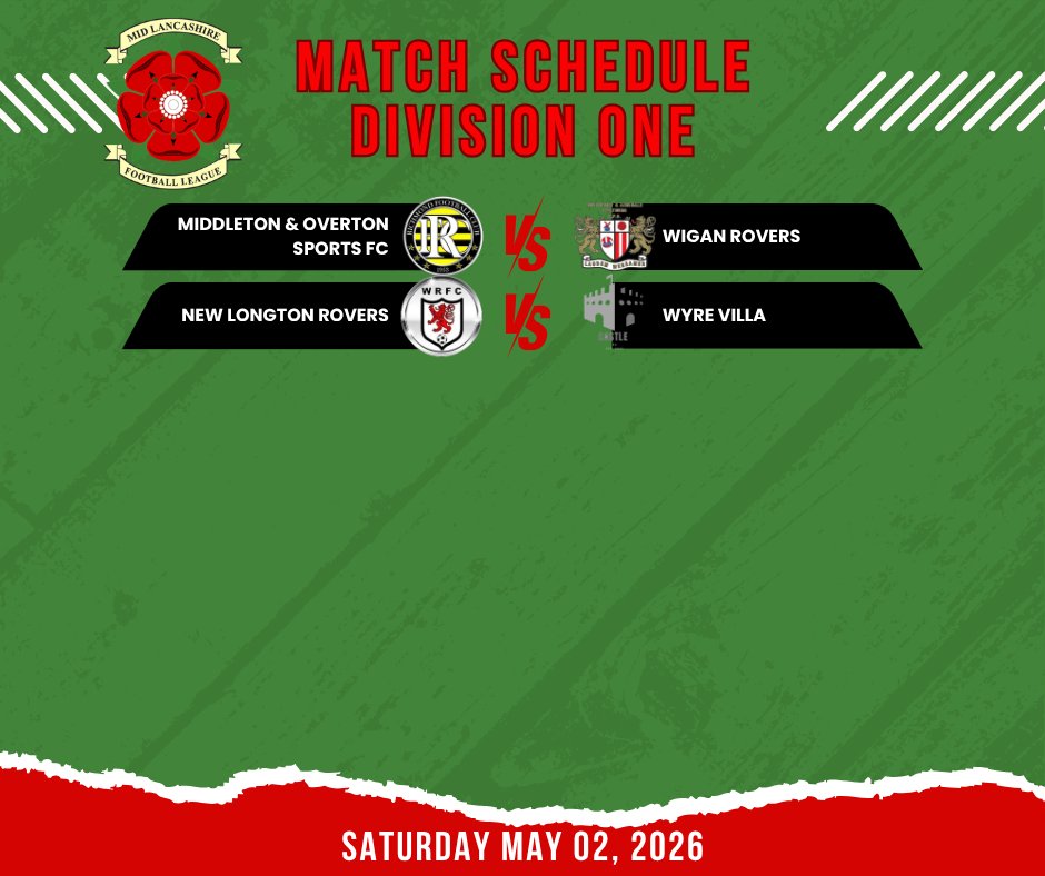 mid_lancs's tweet photo. Big #MidLancsFL #DivOne Saturday as @RoversWigan head to @MOSportsFC and @wyrevillafc travel to @NewLongtonFC in crucial reverse fixtures, with both away sides chasing momentum. https://t.co/IJEr4MJLjd