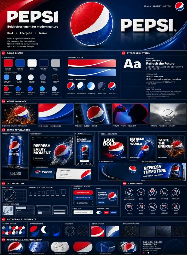 ـ GPT Image 2 على ChatGPT

بدنا نطلع بنتيجة تشبه شغل وكالة تصميم عالمية،
مش مجرد تصميم عادي… بل لوحة Brand Guidelines حقيقية وغنية بصريًا.

الـ prompt.
باستخدام الشعار المرفوع، أنشئ ملصق احترافي عالي الجودة لنظام هوية علامة تجارية متكامل.

الهدف:
كل شيء لازم يكون مبني على
