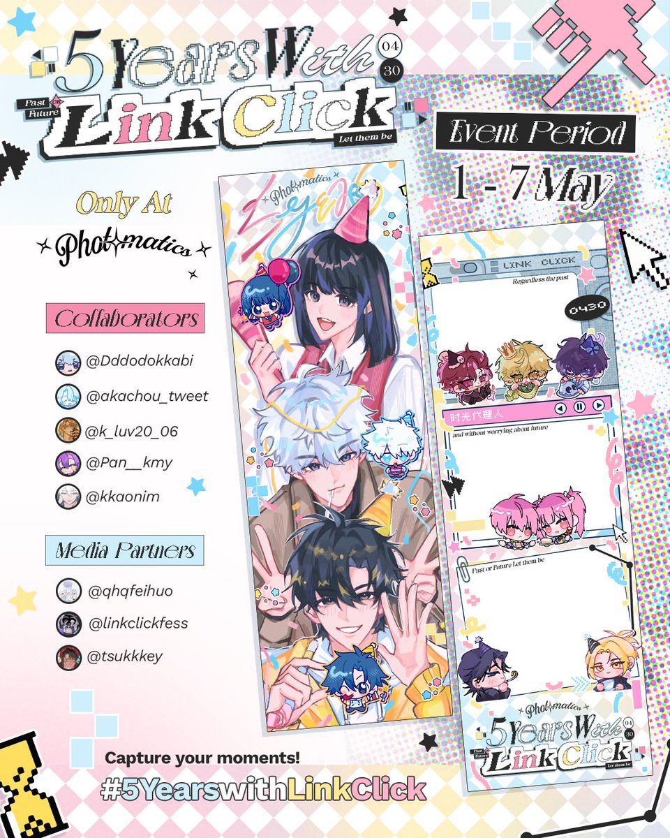pan__kmy's tweet photo. ⏳️Don't change the past and question the future⏳️
Let's cherish our present! ✨️
It's been 5 years since Link Click's first airing! 🎉
Join us to commemorate these moments only at Photomatics 📸
🗓 ONLY AVAILABLE 1-7 MAY 2026
#5YearswithLinkClick #LinkClick https://t.co/tuvoZDYgy9