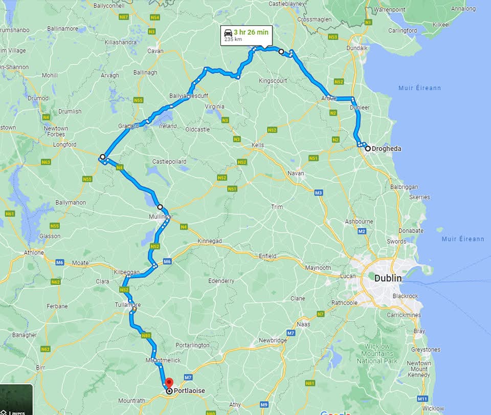 thefaaside's tweet image. No need to thank me for this route to Portlaoise that avoids Meath and also any travelling Dublin traffic. #Louth #GAA #community