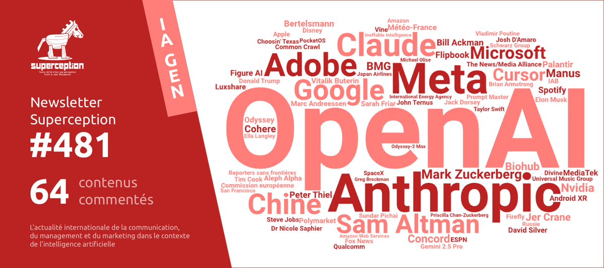 Superception's tweet image. Cette semaine, 64 contenus dans la Newsletter Superception #481 : l’analyse complète de l’actu internationale de la #communication, du #management et du #marketing dans le contexte de l’#IA. Pour vous abonner et gagner 16 heures de veille hebdomadaire : bit.ly/2wSk9PS