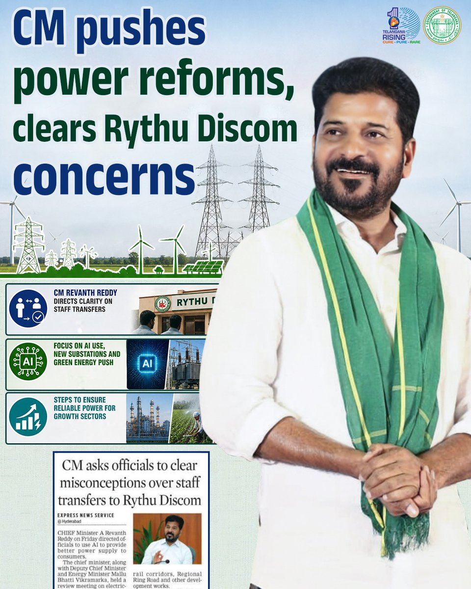 AbhayaHasthamTG's tweet photo. Revanth Pushes Power Reforms ⚡🚀 #TelanganaCongress #CMRevanthReddy #PowerReforms #RythuDISCOM #GreenEnergy https://t.co/ttjk36vaQ0