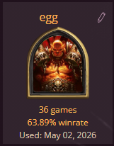 Lucas___HS's tweet photo. Egg warrior is in a good spot rn, kinda only played it for the beginning of season and went pretty well !

Played usual list :AAECAQcEw4MH9ZgHn5kH150HDYagBI7UBJzUBOPmBsyPB9OXB+CdB9WmB+qnB/yvB9CyB7DBB5zCBwAA https://t.co/vXoN2ATD7K