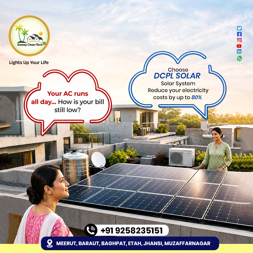 Dweep_CleanTech's tweet photo. ☀️ **Switch to Smart Energy with DCPL SOLAR!**
Reduce your electricity costs by **up to 80%** with our advanced solar system and enjoy long-term savings on every bill.

📞 **Contact Now: 9258235151**

**“Power Your Home with the Sun, Save More Every Month.”**

#DCPLSolar https://t.co/t1LIy0qjxH