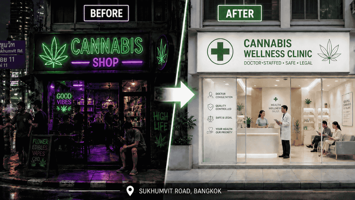 🌿⚖️タイ 大麻ショップを医師常駐へ移行義務化へ
娯楽利用は2026年末までに全面禁止

📌政府は全国約11,000店の大麻ショップに対し、ライセンス更新時に 医師常駐・処方箋必須のクリニック型 へ移行することを義務化。娯楽目的利用は2026年末までに全面禁止。

💥 ポイント