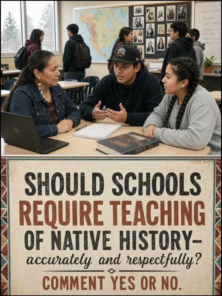 _native_america's tweet photo. Should schools be required to teach Native history accurately and respectfully?

For many, this is about more than just education. It’s about truth, representation, and making sure future generations understand the full story, not just parts of it. https://t.co/GWVkC87jSN