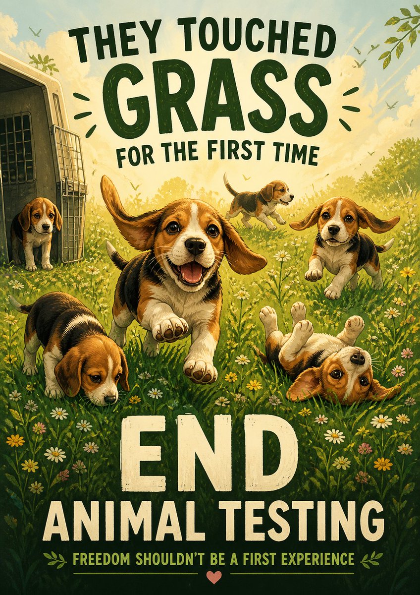 kevcrab's tweet image. They’d never felt grass.
Never run free.
Never known anything but cages.
Now they have.
This is what freedom looks like — and it shouldn’t take rescue for animals to experience it.
End animal testing.
#EndAnimalTesting #BeagleFreedom #AnimalRights #StopAnimalTesting #RSPCA