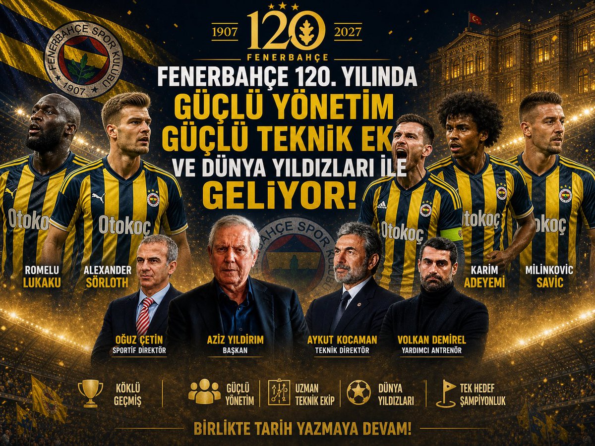 BKU_1907's tweet image. 100. Yılda Şampiyon yaptı.
Sıra 120. Yıl Şampiyonluğunda….
#FenerinMaçıVar #AzizYıldırımVakti