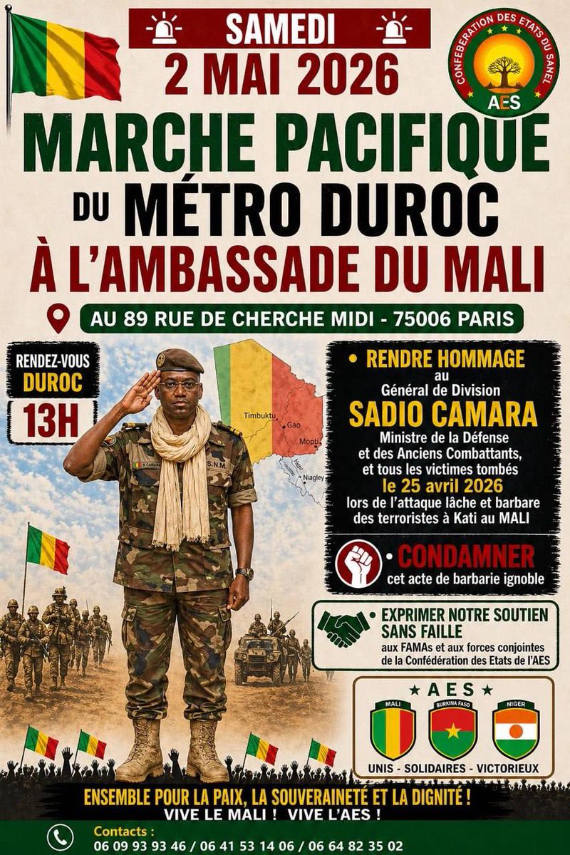 Afrc_Initiative's tweet image. 🌍🇲🇱 Des hommages au ministre malien de la Défense prévus à #Paris, #Londres et #NewYork 
afrinz.ru/fr/2026/05/des…

#SadioCamara