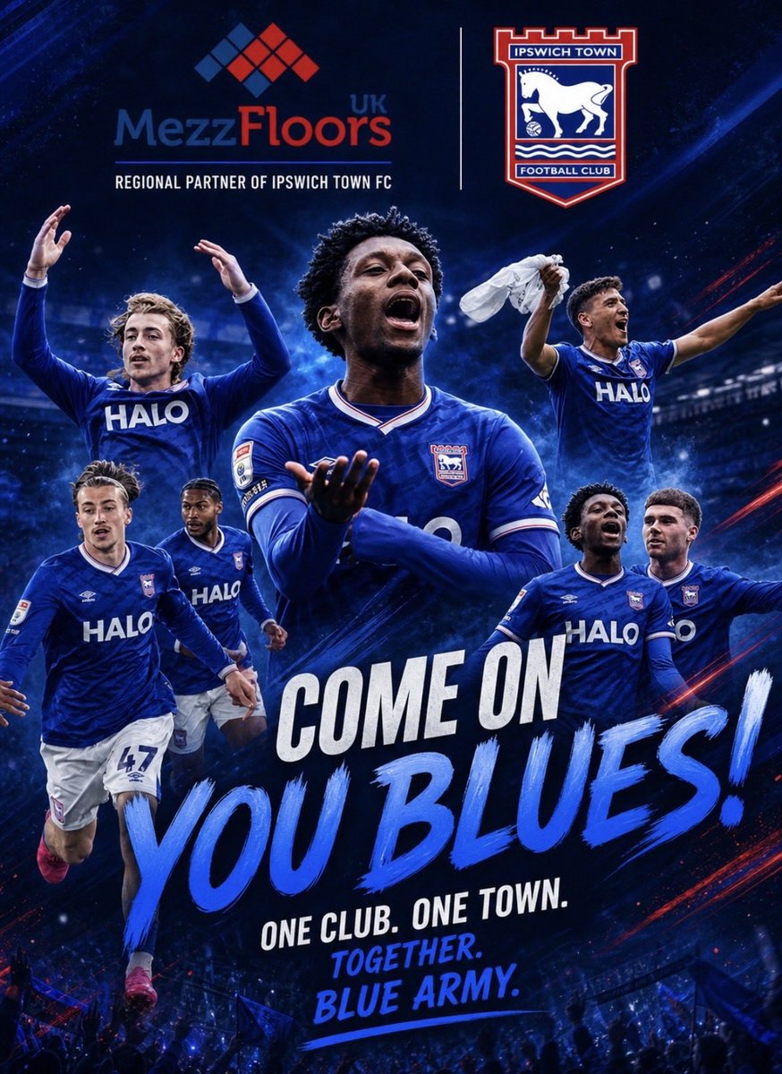 webbyarm's tweet photo. One game. One result needed.  
Win vs QPR = Premier League 🔥

What a journey it’s been — time to finish it 💪💙

Proud to stand alongside Ipswich Town as regional partners through Mezz Floors UK 🤝

Come on you Blues 🔵

#ITFC #IpswichTown #COYB #Matchday #MezzFloorsUK https://t.co/pnpPZFd0Ce