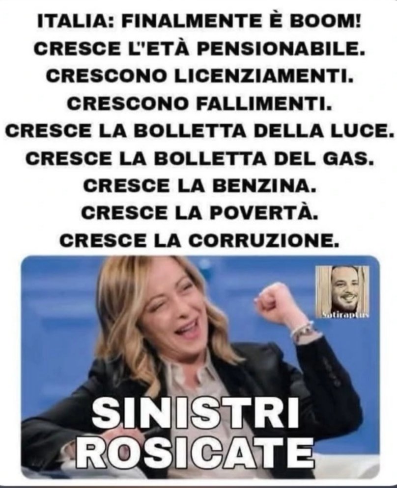 pieroomega's tweet photo. Finalmente l'Italia "cresce".
Se poi gli utili idioti non ne comprendono il significato, beh pazienza! https://t.co/RDm8XL8ewu