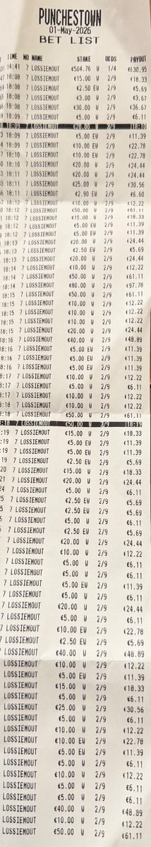 AKBets's tweet photo. I often tweet on a Student Day when we lay €1 EW on a 2/9 shot and am told by numerous X comments that I’m making it up for Likes.

As I said yesterday was a Student Day on Buzz Ballz.

Here are our bets on Lossiemouth.

If I’m making this up I’ve gone to a lot of effort! https://t.co/cCmRDX78j7