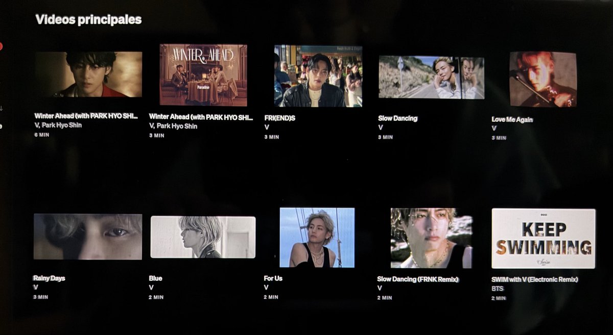 taeteamspain's tweet image. 01/May/26  
Daily TIDAL Top Videos Spain 🇪🇸  

#V reenters at #1 and occupies the top 10 positions
#Taehyung se mantiene en el número #1… y ocupa las primeras 10 posiciones.

The only thing standing between you and success is continuous progress. Stream for V.

Spain🇪🇸 
1.