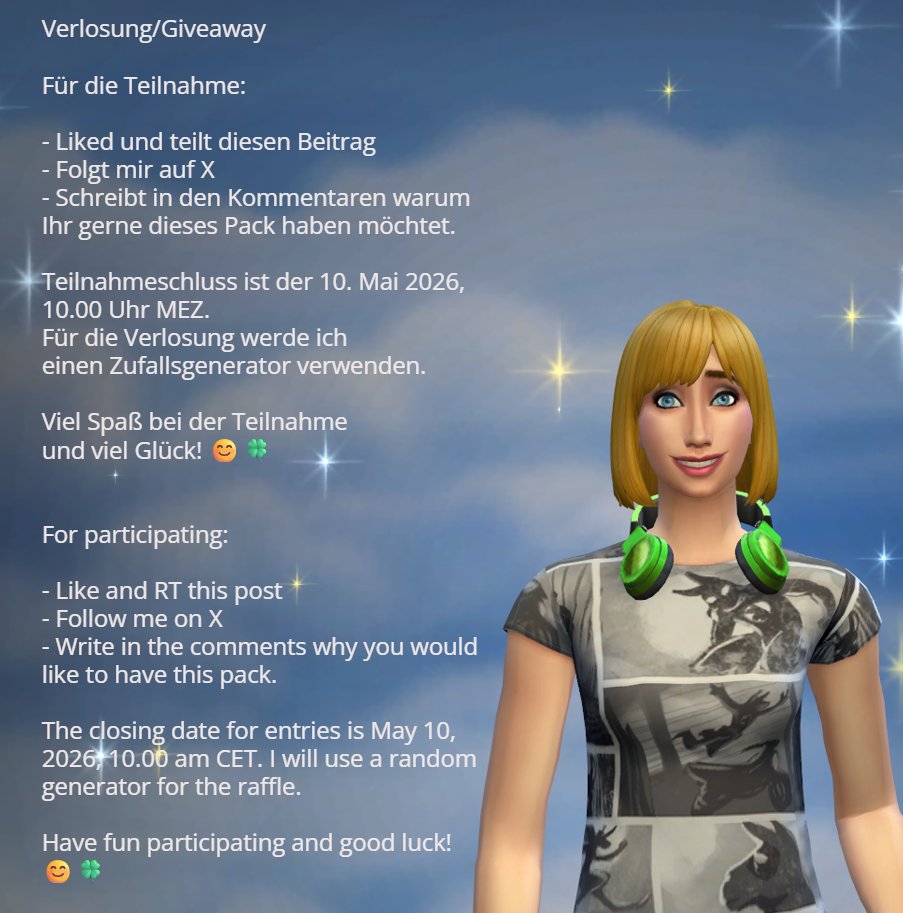 Simoniona1's tweet photo. Verlosung/Giveaway
Danke an das #EACreatorNetwork für den Code für das „Werde berühmt“-Pack (PC/Mac). Teilnahme siehe Bild.
Thanks to EA for a code for the Sims 4 #GetFamous pack (PC/Mac). Conditions see picture.
🤩🍀
#EAPartner #Ad #Werbung #Simoniona #Sims4Giveaway https://t.co/U1LehXEv5r