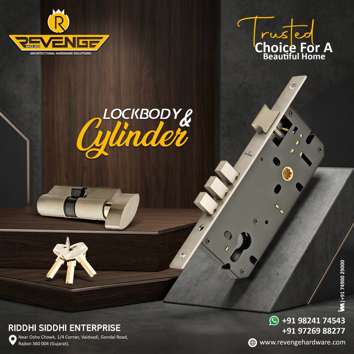 ibais_hardware's tweet photo. RIDDHI SIDDHI ENTERPRISE (RAJKOT)

📞Mr.Dharmesh Pithadiya - +91 98241 74543
📞Mr.Sandip Pithadiya - +91 97269 88277
📲https://t.co/WF4CBtFWbE
.
#LockBody #LockCylinder #RiddhiSiddhiEnterprise #RevengeHardware #HomeSecurity #DoorHardware #ArchitecturalHardware 
.
@ibais_hardware https://t.co/oCGPHPsVV2