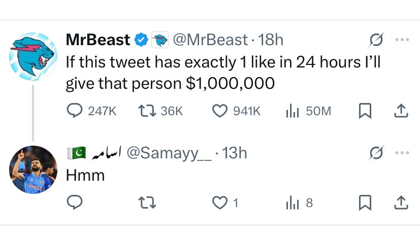 Samayy__'s tweet photo. @MrBeast Got it bro https://t.co/S7qyVTk9tx