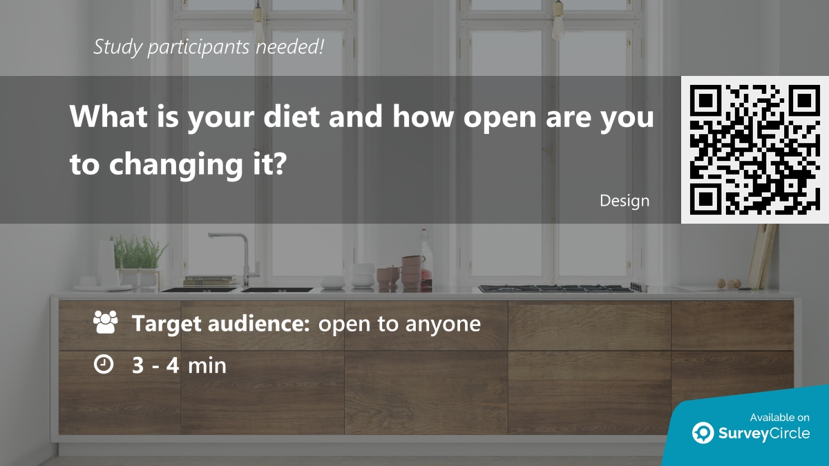 daily_research's tweet image. Participants needed for online survey!

Topic: "What is your diet and how open are you to changing it?" via @SurveyCircle

#diet #veganism #meat #men #women #vegetarianism #survey #surveycircle