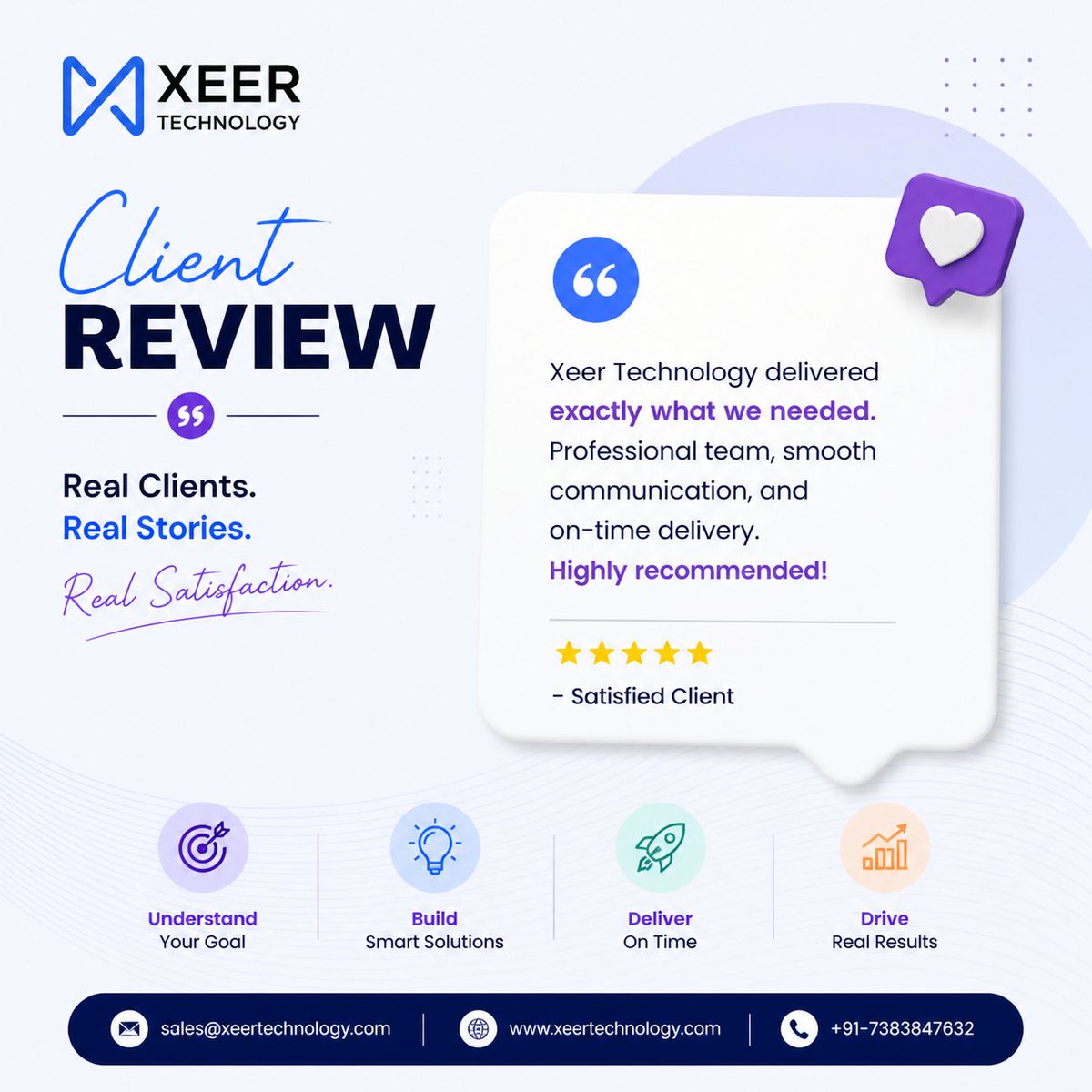 technology_xeer's tweet image. Xeer Technology delivered exactly what we needed—smooth process &amp;amp; on-time delivery.

#xeertechnology #clientreview #happyclients #businessgrowth #digitalsolutions #startupsuccess