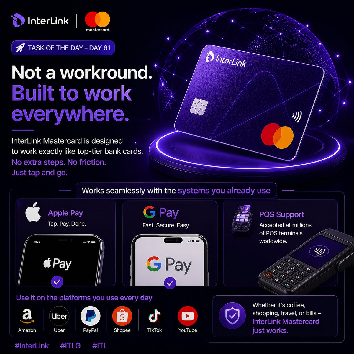 What makes this different?
It’s not a workaround.
InterLink cards are built to work with: – Apple Pay
– Google Pay
– POS terminals
Basically… the same systems traditional banks use.
That’s real-world integration.
#InterLink #ITLG #ITL
