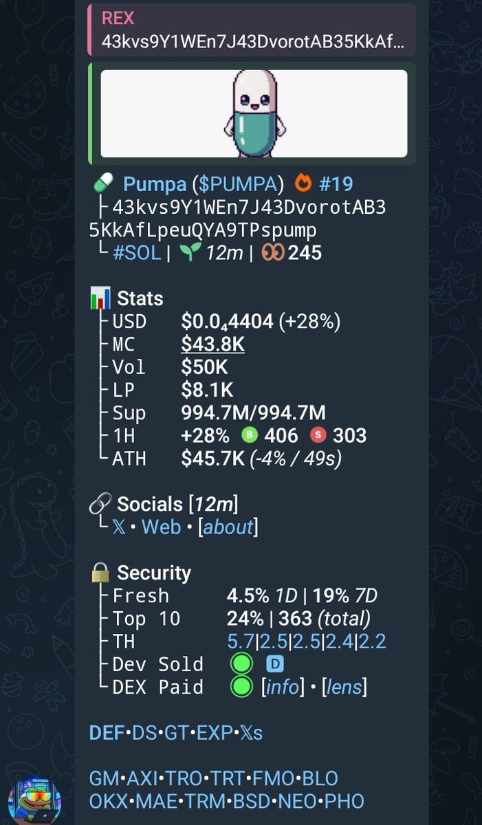 Caller_Rex's tweet image. $PUMPA

43kvs9Y1WEn7J43DvorotAB35KkAfLpeuQYA9TPspump
#Solana #SolanaMemecoins #Memecoin