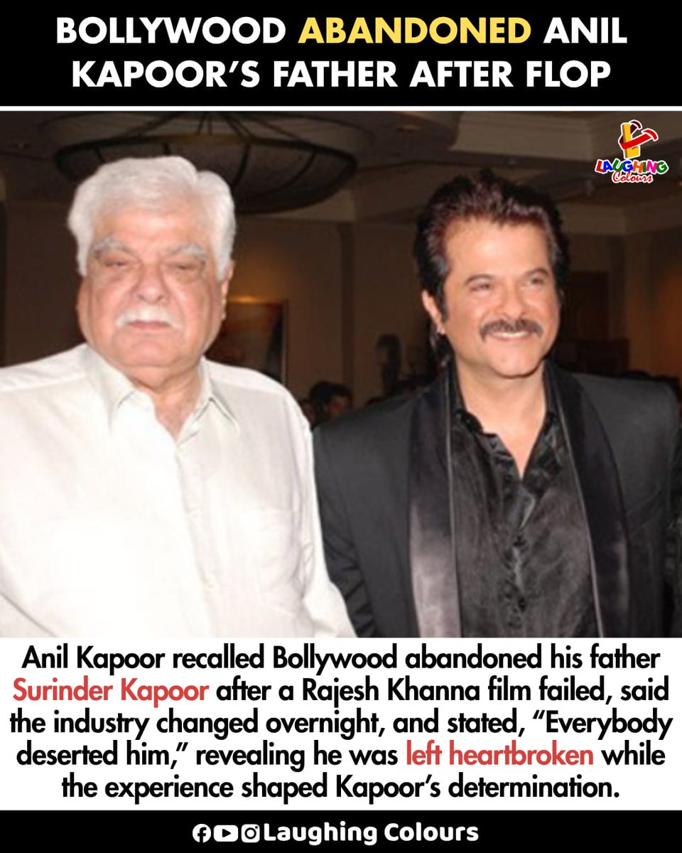LaughingColours's tweet image. Bollywood left him alone 💔

#AnilKapoor #BollywoodLife #FilmIndustry #StruggleStories
