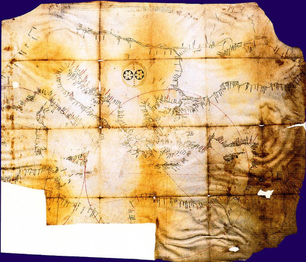 Undated Map One of the oldest nautical charts in the world: the Carta di Cortona ...