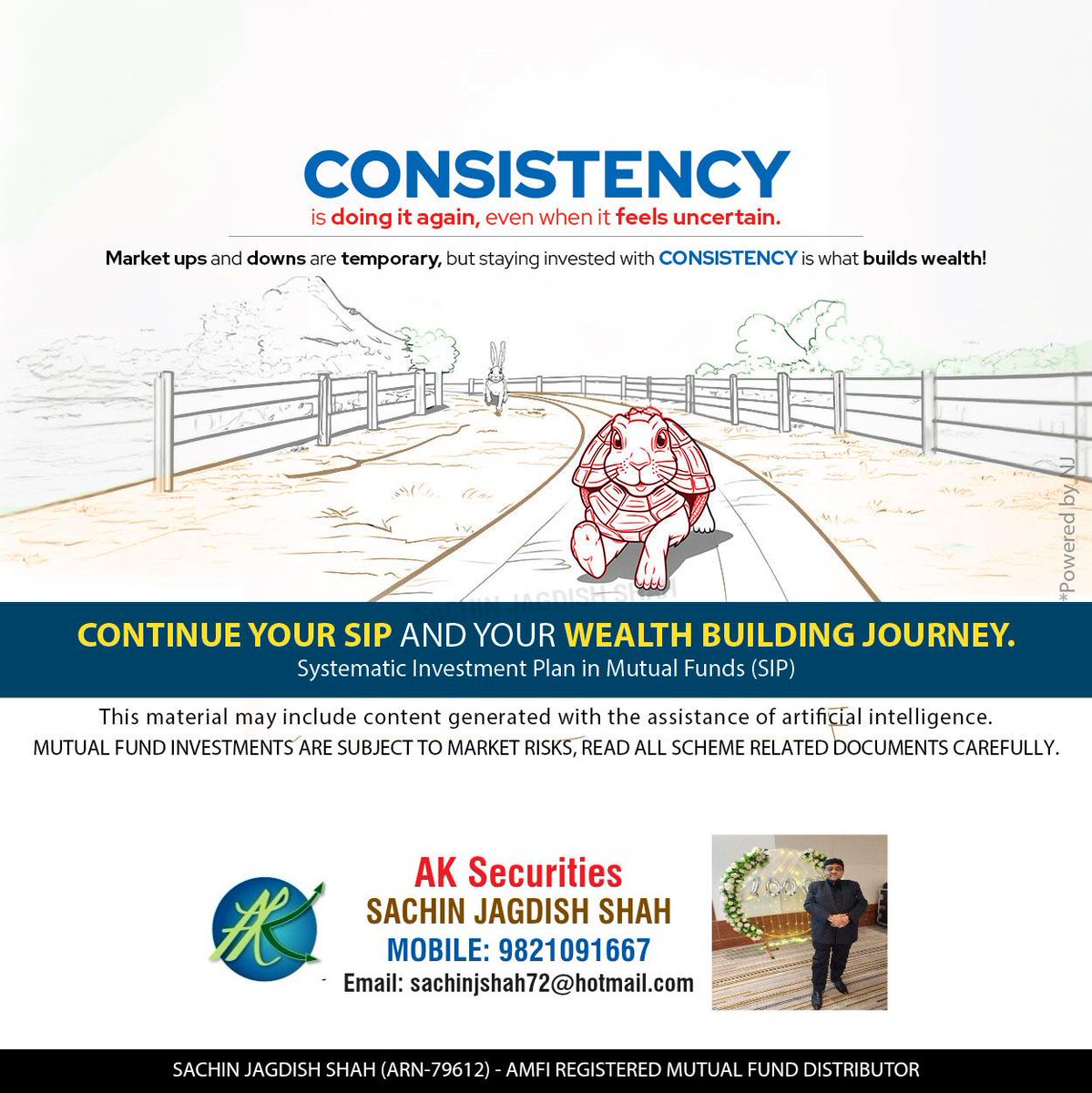 SecuritiesAk's tweet image. Keep your SIP going even when markets feel uncertain. Discipline and consistency make the difference over time. Interested? 

Click here - tinyurl.com/yze9587z?code=…

📱Contact us for guidance 
📞 9821091667

#aksecurities #planahead #secureyourfuture #SIP #InvestWithAKSecurities