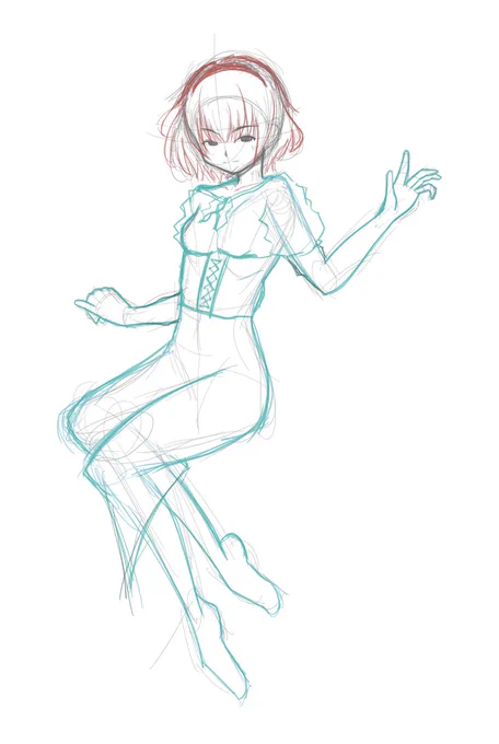 本日の下描きと線画 今週は月から土の曜日娘が 描けました╰(*'︶`*)╯ 日曜? それはつるぎ本人なのです #一次創作 #イラスト