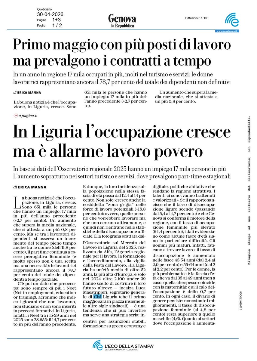 Cisl Liguria tweet media