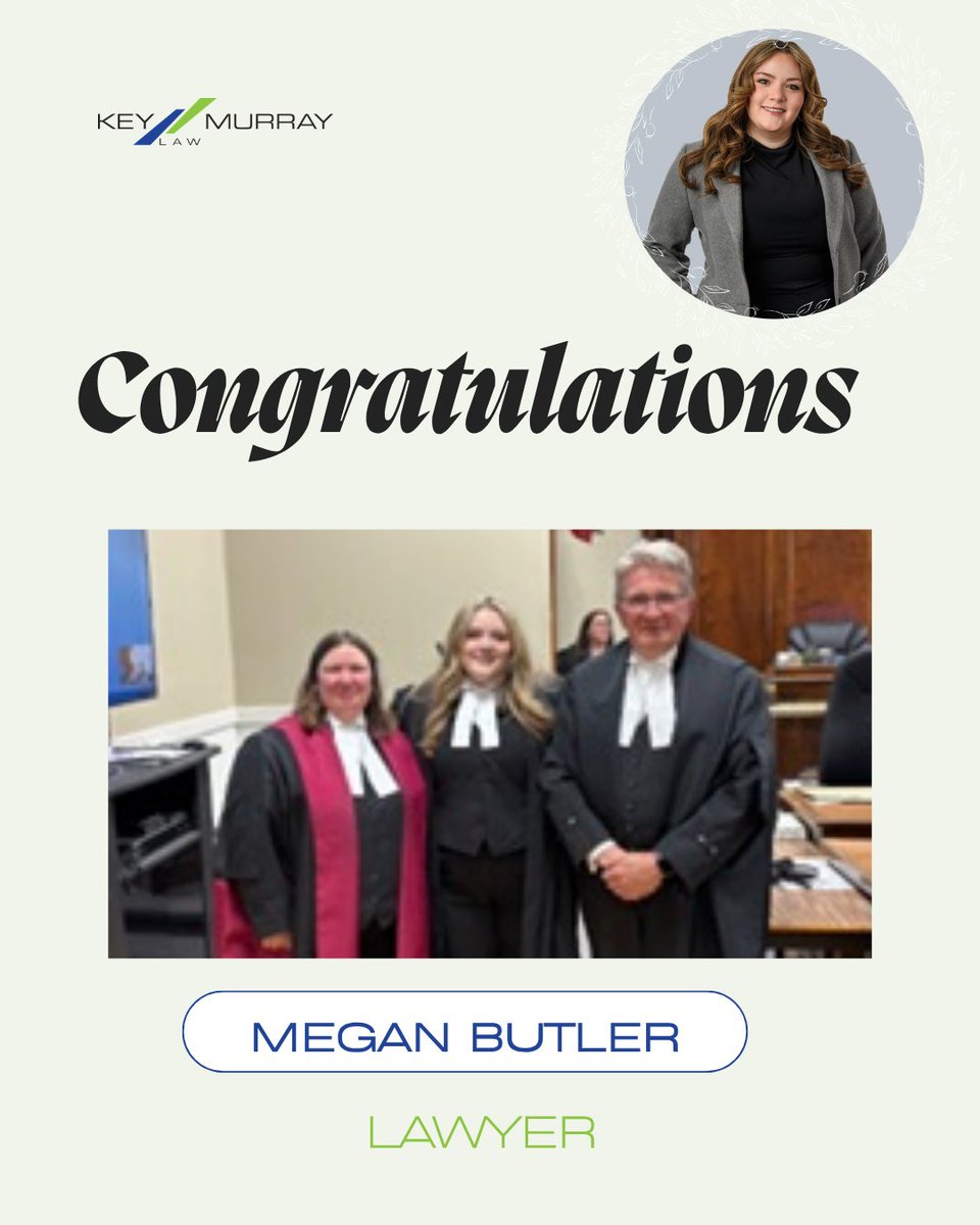 KeyMurrayLaw's tweet photo. Welcome Megan ⚖️

We’re pleased to welcome Megan Butler as our newest associate at Key Murray Law. After completing her summer terms and articles with us, she’s building a client-focused practice serving communities across PEI.

Congratulations, Megan! 🎉 https://t.co/2vAPo6u3ei
