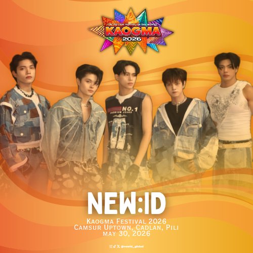 [📰] #NEWS_ID

Catch New:ID as they take the stage for the Kaogma Festival 2026.

📍: Camsur Uptown, Cadlan, Pili
📆: May 30, 2026 (Sat)
🔗: instagram.com/p/DX0nNEcGd6V/…

#NEWIDxKAOGMA2026 #KaogmaFestival2026 #New_ID <a href="/official_newID/">New:ID OFFICIAL</a>