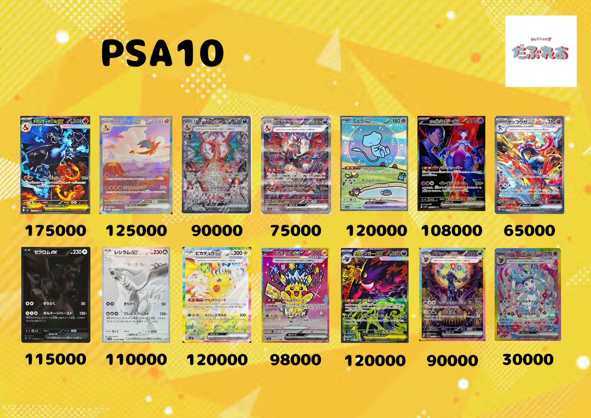 card_daburea's tweet image. 🔥ポケモンカード買取表🔥

📍カードの状態、枚数などで減額となる場合がございます🙇
是非1枚からでもお持ち込み下さい！
#ポケモンカード　#PSA10 #ラティラティ　#日本橋　#難波
#オタロード　#高価買取