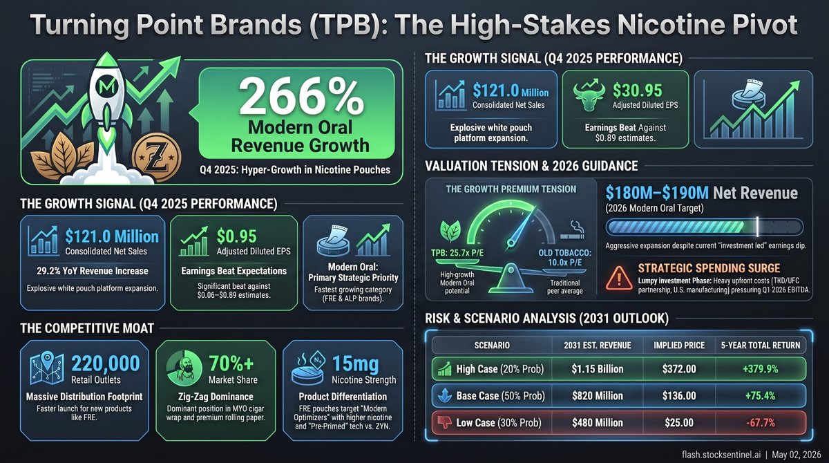turning point tobacco Turning Point Brands Inc $TPB is rapidly transforming from a legacy tobacco  distributor into a high-growth modern oral nicotine powerhouse by  aggressively capturing market share with its white pouch brands. Although  heavy