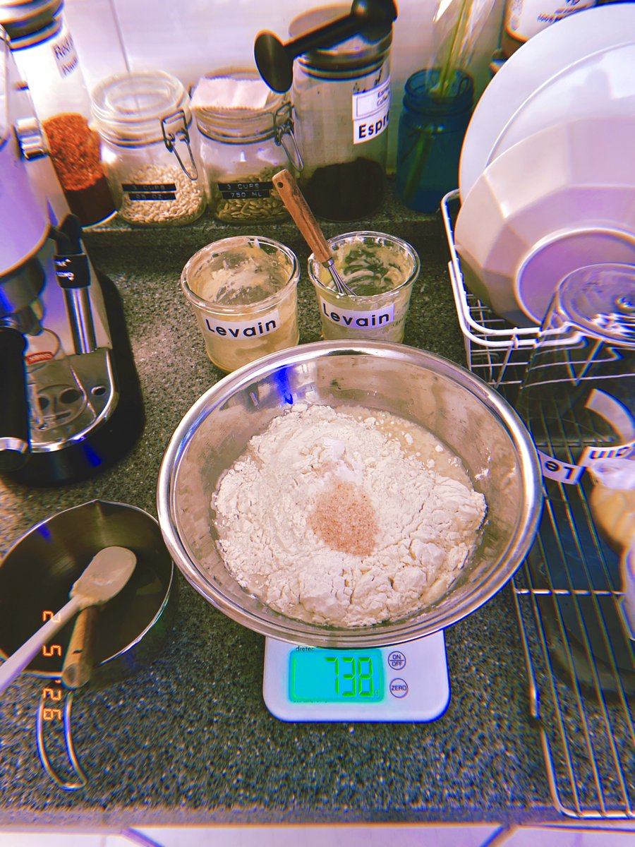 DrewVanilla_'s tweet photo. 🥖#발효시작
water 266g
Levain 103g
Bread flour 362g
salt (1t) 7g
olive oil 18g
=Sourdough 749g

#May2 #saturday #630pm
#ｓａｔｕｒｄａｙｖｉｂｅｓ https://t.co/ti5MeMkwjp
