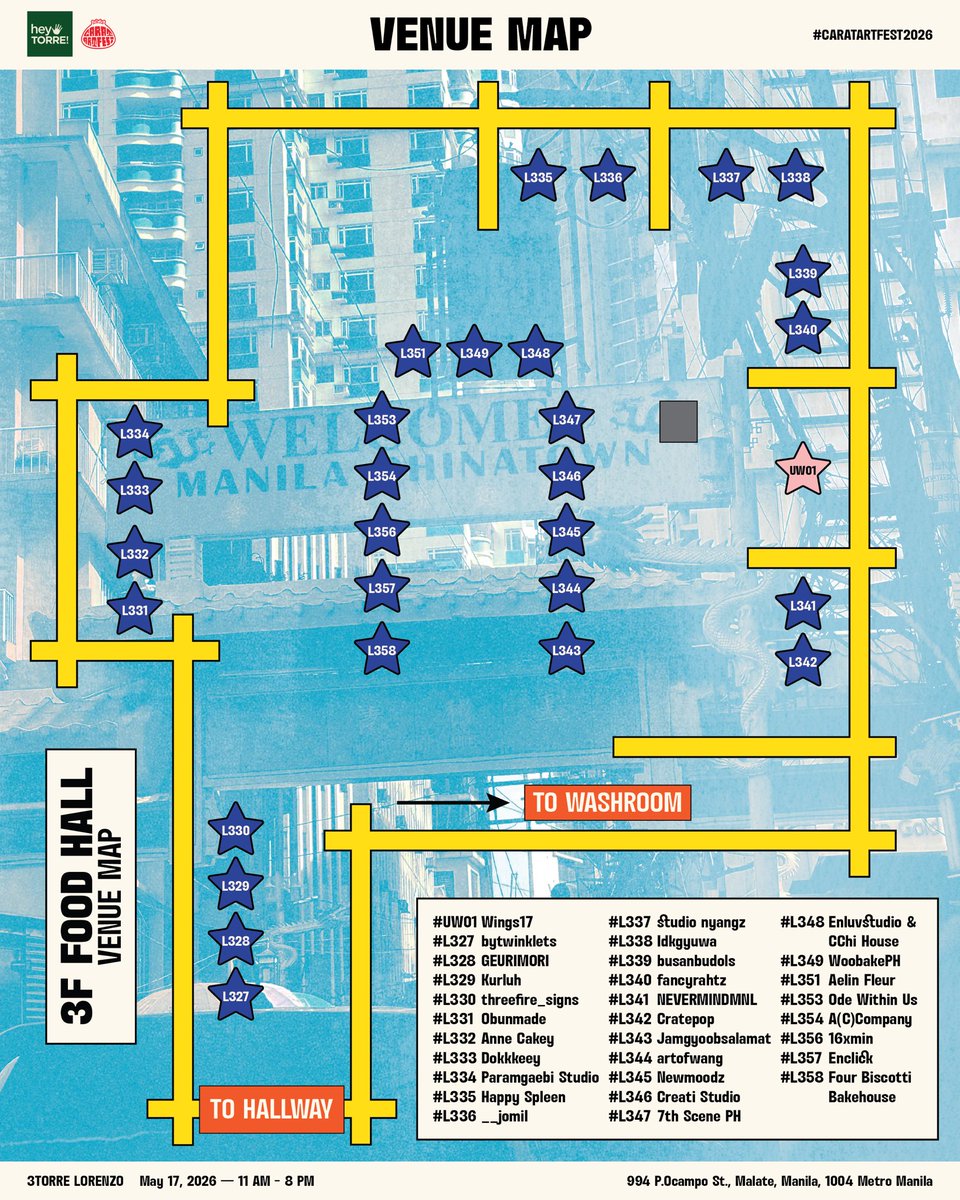 caratartfest's tweet image. (Take 2) Lanterns up, stalls ready 🏮🥮

Your #CaratArtFest2026 venue map is here! Wander through every floors, find your hidden gems, and don’t miss your faves in this market full of art from our amazing merchants.

See you in a few, carats! Are your wallets ready? 🥢