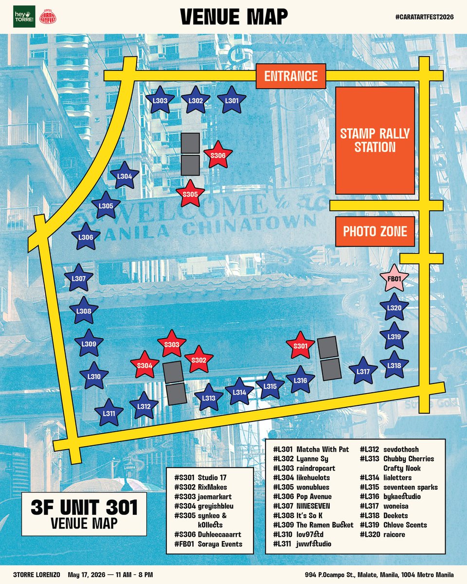 caratartfest's tweet image. (Take 2) Lanterns up, stalls ready 🏮🥮

Your #CaratArtFest2026 venue map is here! Wander through every floors, find your hidden gems, and don’t miss your faves in this market full of art from our amazing merchants.

See you in a few, carats! Are your wallets ready? 🥢