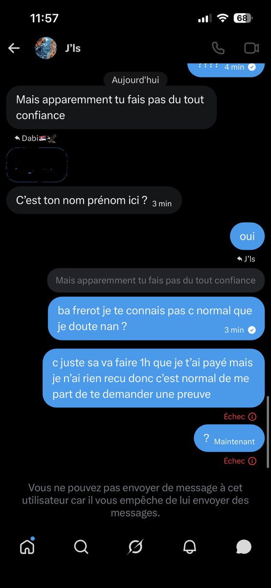 Dabi177's tweet photo. Attention n’achetez pas de places a ce compte, il vient de me scam 2 places pour le match contre Lorient puis m’a bloqué voici les preuves https://t.co/C20Rs6Radz