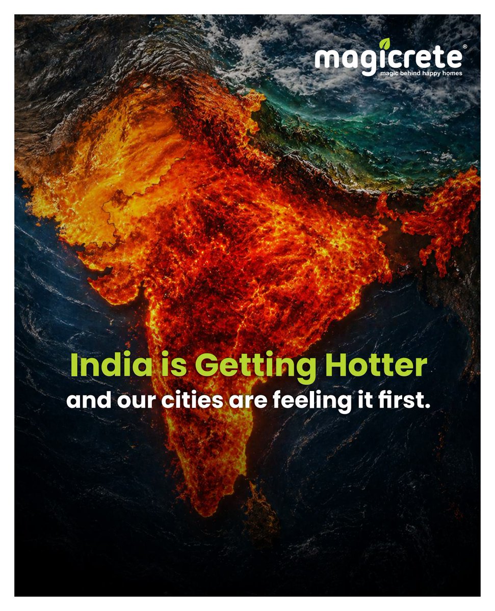 magicrete's tweet photo. Not all walls behave the same in a heatwave.

Magicrete AAC Wall Panels are built to minimize heat transfer—keeping interiors up to 5°C cooler and more livable.

Because comfort starts with the right material.
#HeatWaveIndia #AACWallPanels #BetterLiving #SmartMaterials https://t.co/CeU1NLiOnW