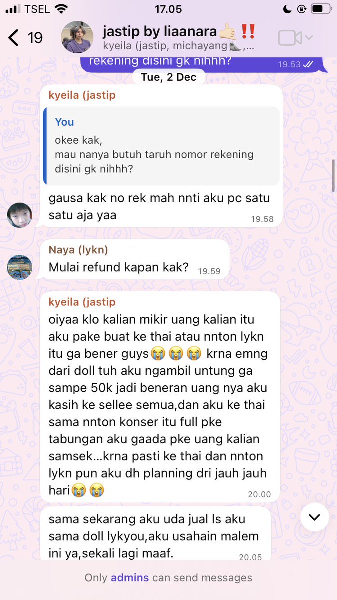 eh ternyata tgl 2 pada marah marah digrup🤣 tp dia malah jadiin bercanda biar ‘nggak canggung’😂😂. ntah tuh dia jual merch lykyou sama ls nya beneran apa nggak sampe sekarang😇