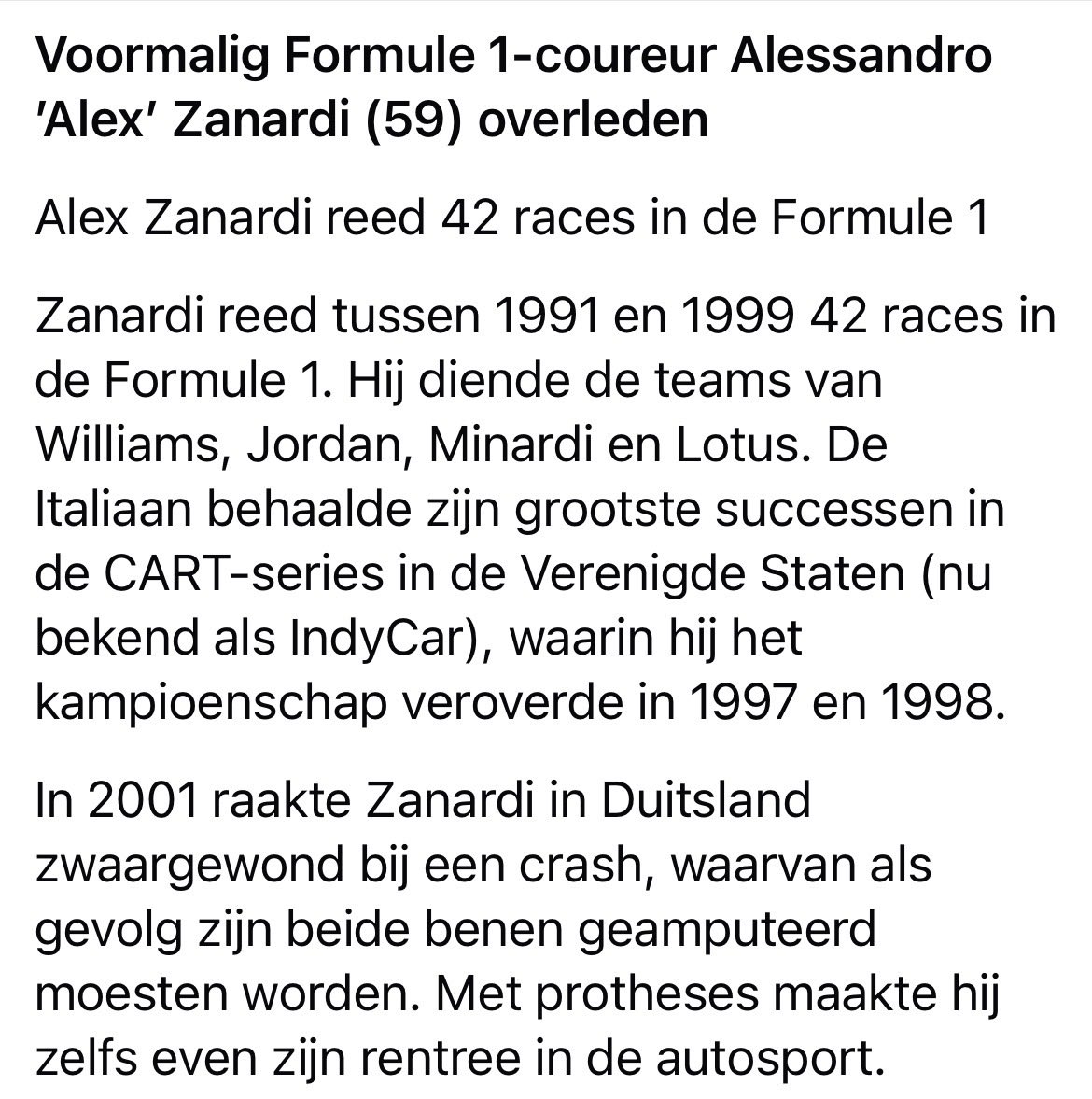Amswoud's tweet photo. #RIP Alex Zanardi 
#F1 #IndyCar https://t.co/pgYxzogbZM
